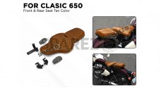 For Royal Enfield Classic 650 Genuine Leather Front and Rear Seat Tan Color - SPAREZO For Royal Enfield Classic 650 Genuine Leather Front and Rear Seat Tan Color - SPAREZO